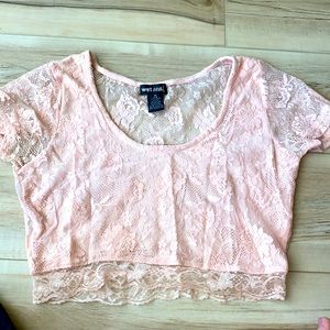 Pink Lace Crop Top